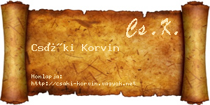 Csáki Korvin névjegykártya